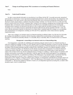 9. Changes in and Disagreements with Accountants on Accounting and Financial Disclosure